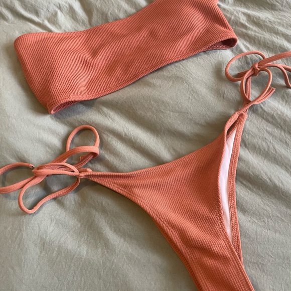 Ribbed Strapless Bikini / Clay / Terra Cotta Colour - Picture 2 of 5